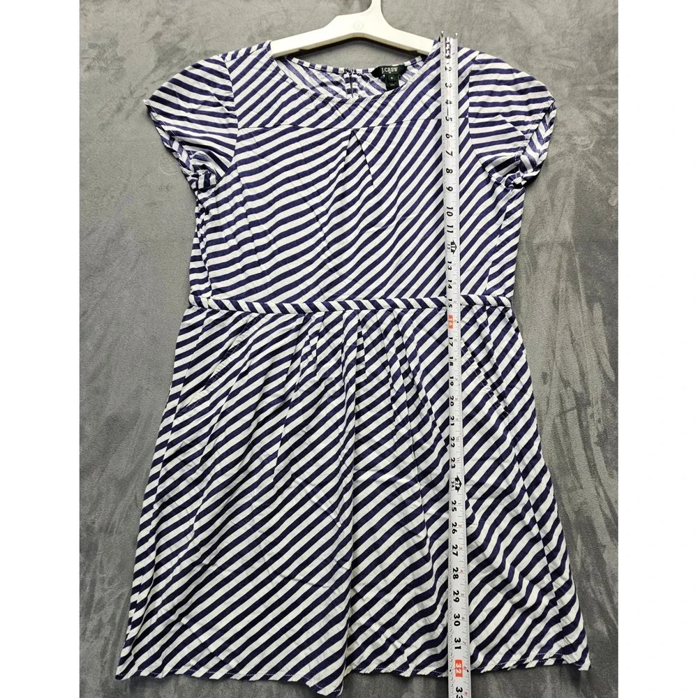 J.CREW Womens Navy Blue White Striped Viscose Mini Dress Pockets Size 6 68389